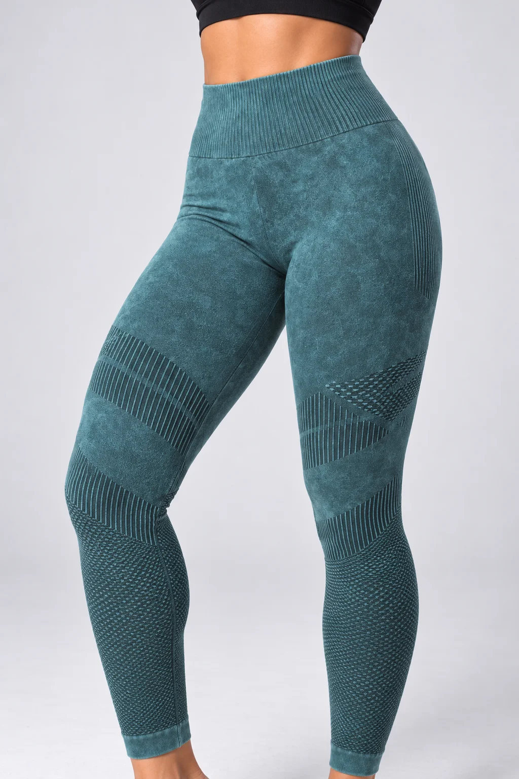 Leggings teal jaspeado tiro alto efecto push-up — fotografía 1