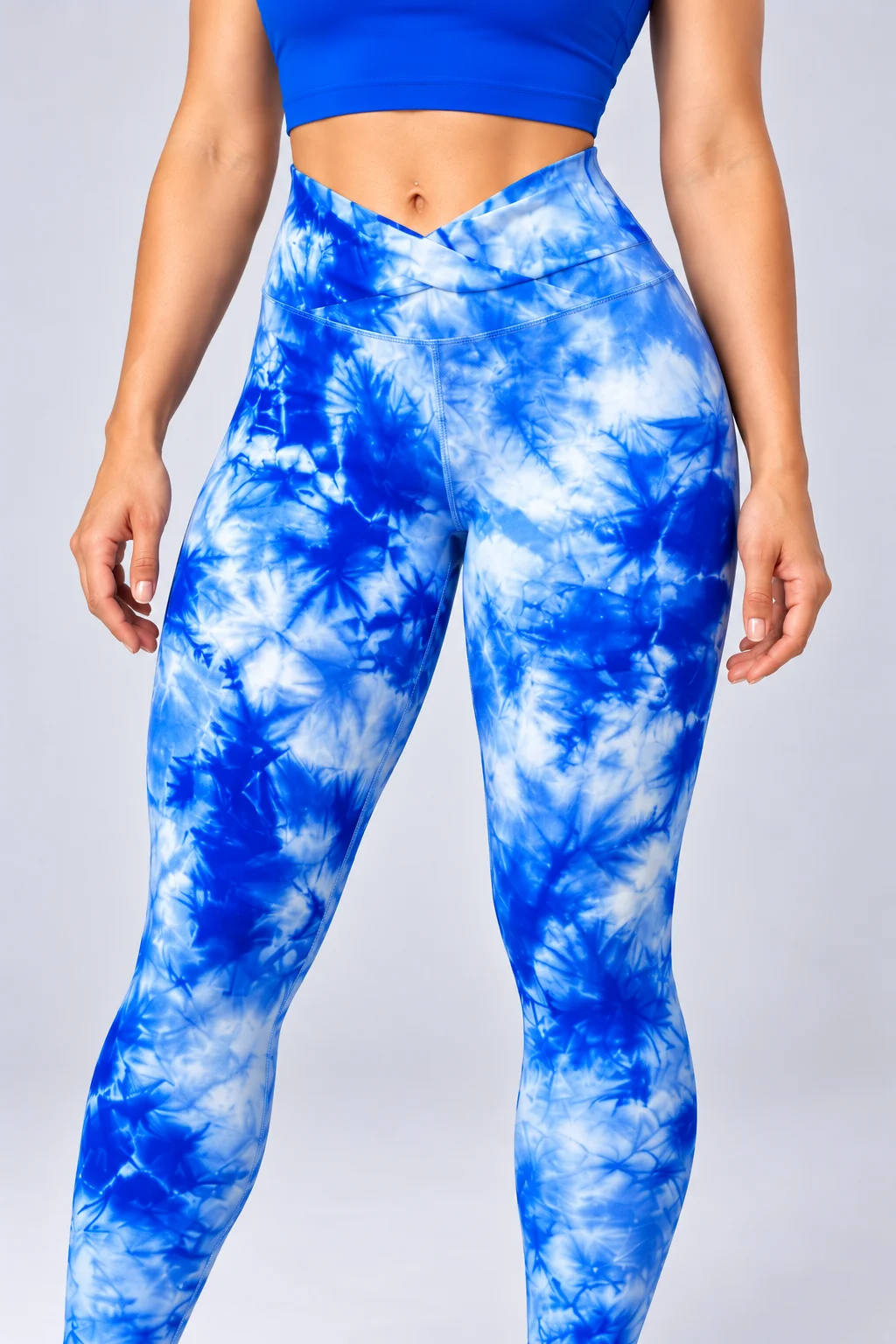 Conjunto Deportivo Push Up Mujer Top Asimétrico Cuello Alto Azul — fotografía 1