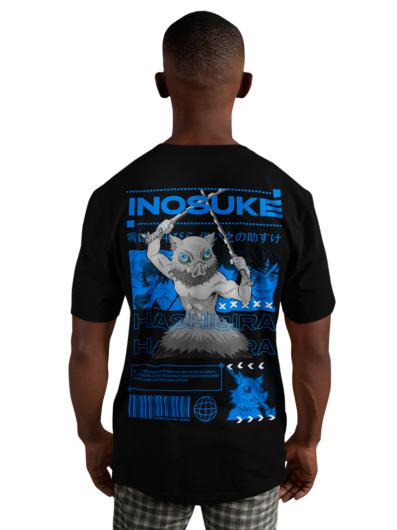 Playera oversize Inosuke Azul Demon Slayer