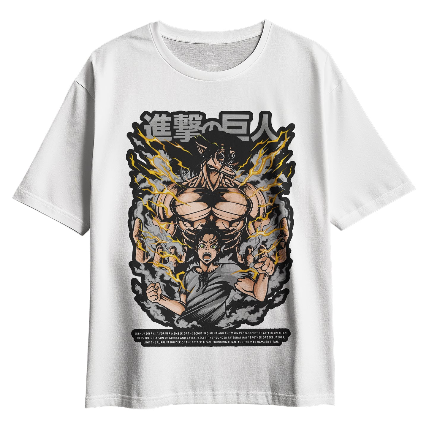 Playera oversize Attack on Titan Blanca