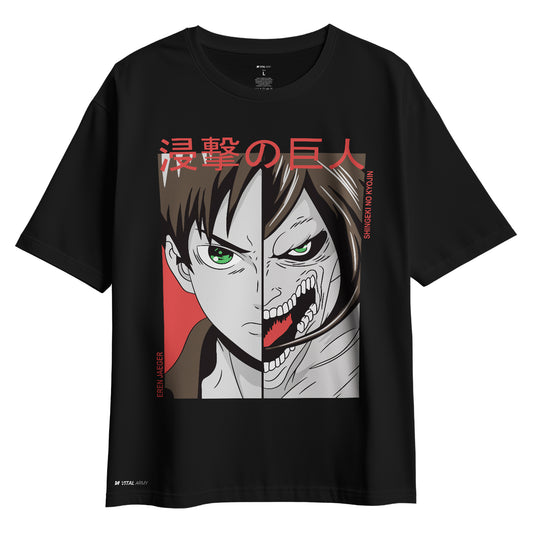 Playera oversize Attack on Titan Dos caras