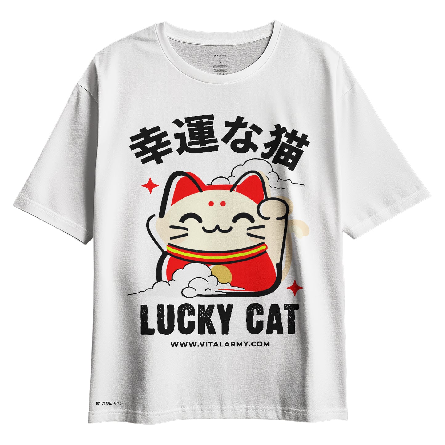 Playera Oversize Lucky Cat Gato de la Suerte Japón Tokio