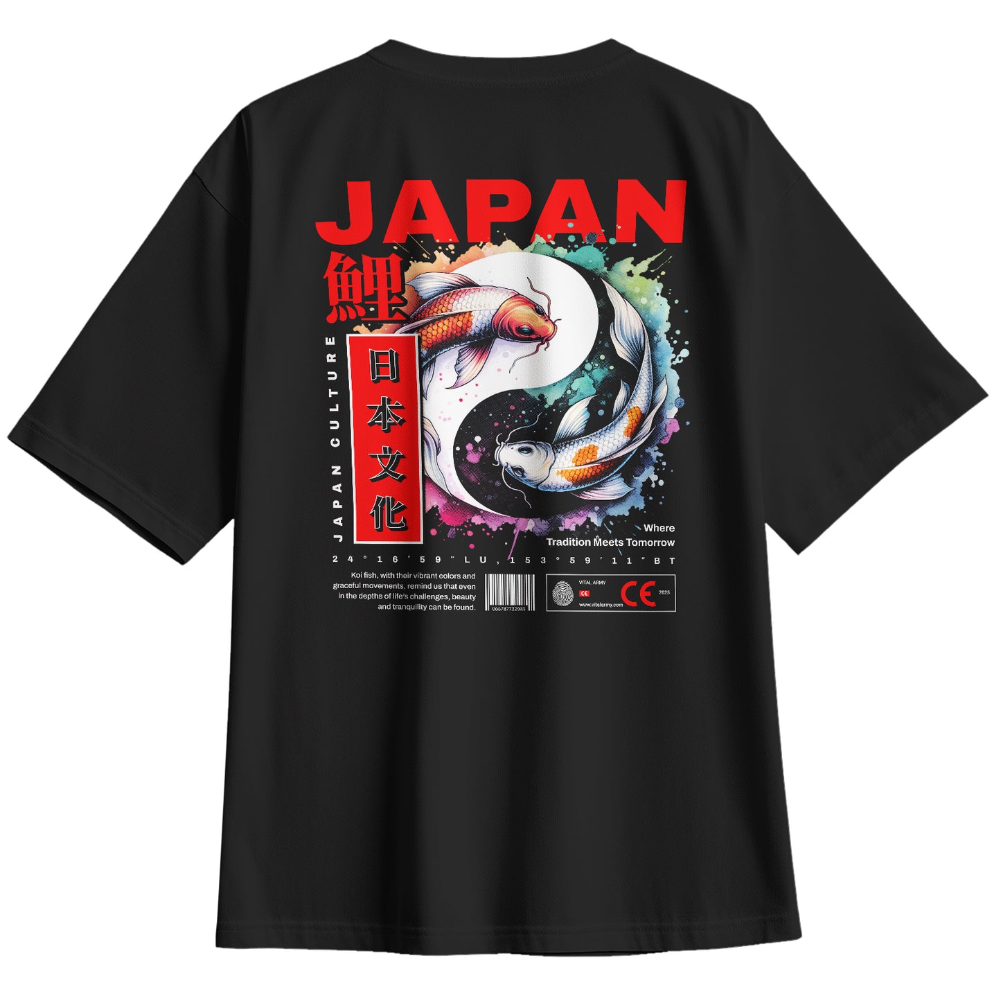 Playera Oversize Pescado Koi Japón